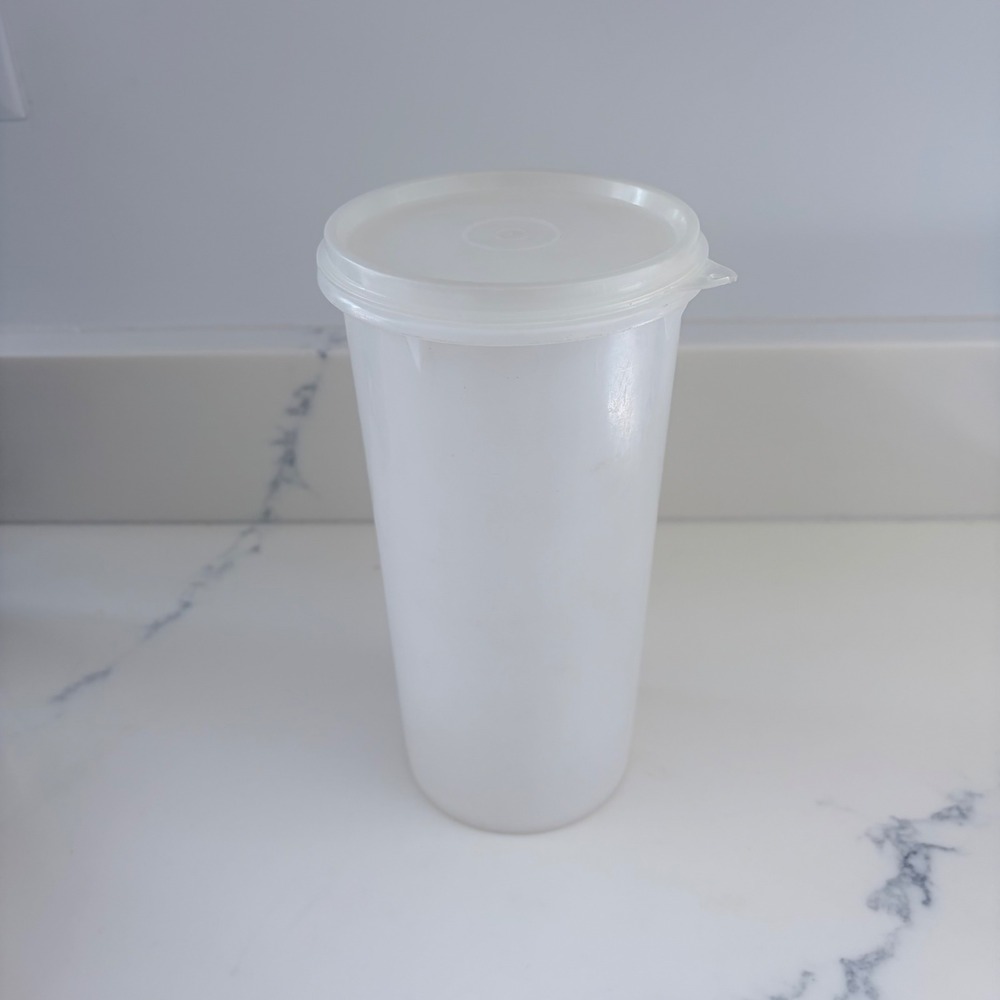 Vintage Tupperware Sheer White Canister with Lid 261-17 Tall Storage Container